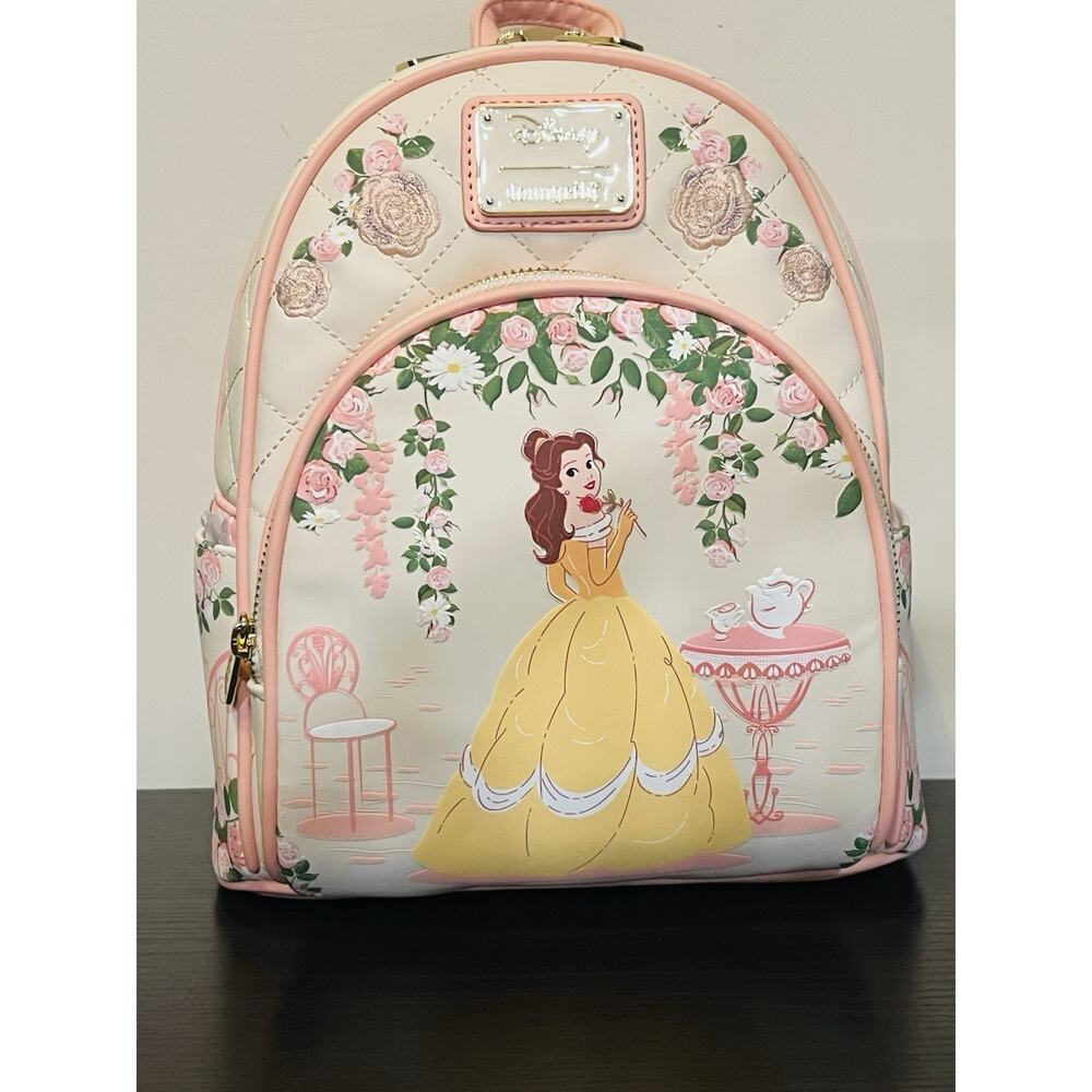 Loungefly Disney Beauty and The Beast Quilted Belle Mini Backpack Wallet Set - Picture 2 of 9